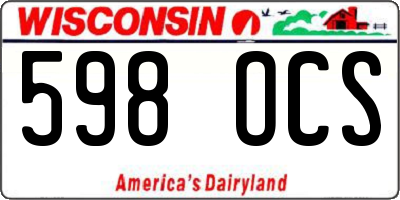 WI license plate 598OCS