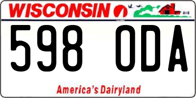 WI license plate 598ODA