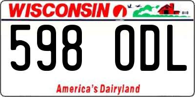 WI license plate 598ODL