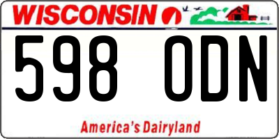 WI license plate 598ODN