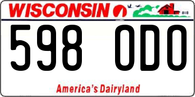 WI license plate 598ODO