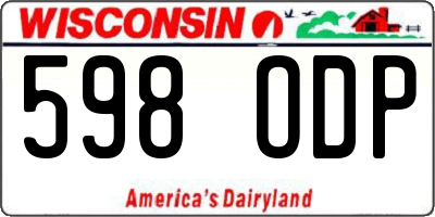 WI license plate 598ODP