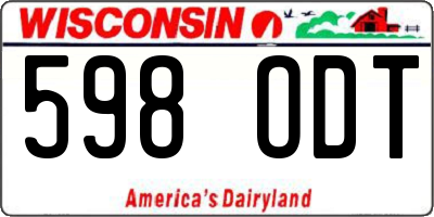WI license plate 598ODT