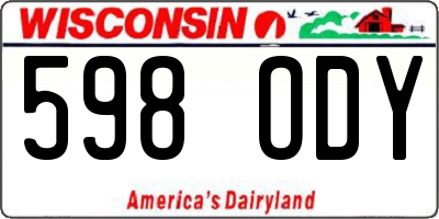 WI license plate 598ODY