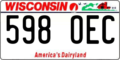 WI license plate 598OEC