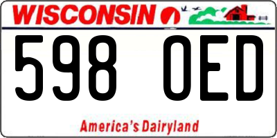 WI license plate 598OED