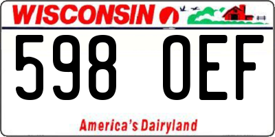WI license plate 598OEF