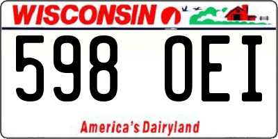 WI license plate 598OEI