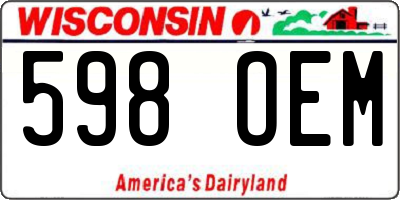 WI license plate 598OEM