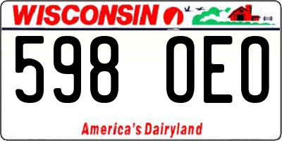 WI license plate 598OEO