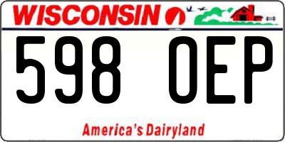 WI license plate 598OEP