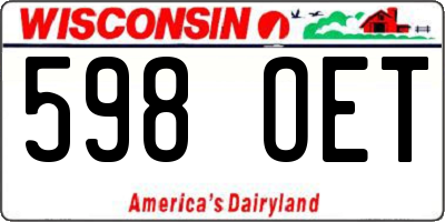 WI license plate 598OET