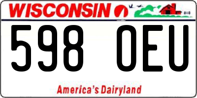 WI license plate 598OEU
