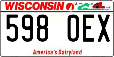 WI license plate 598OEX