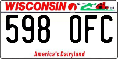 WI license plate 598OFC