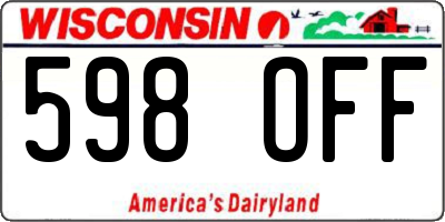 WI license plate 598OFF