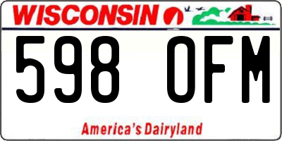 WI license plate 598OFM