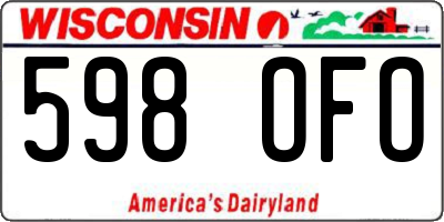 WI license plate 598OFO
