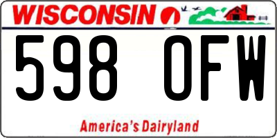 WI license plate 598OFW