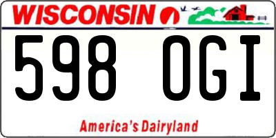 WI license plate 598OGI