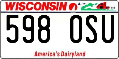 WI license plate 598OSU