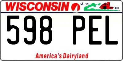 WI license plate 598PEL