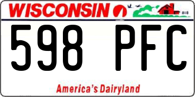 WI license plate 598PFC