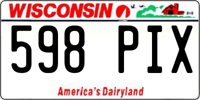 WI license plate 598PIX