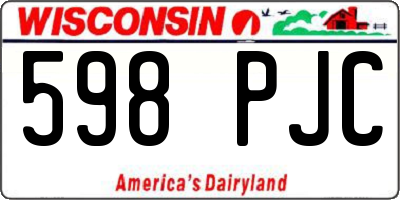 WI license plate 598PJC