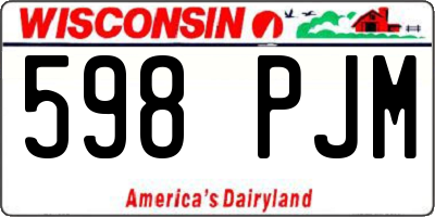 WI license plate 598PJM