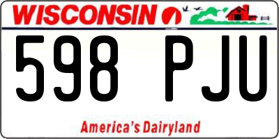 WI license plate 598PJU