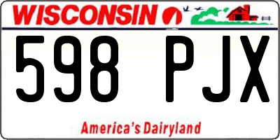 WI license plate 598PJX