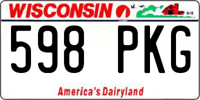 WI license plate 598PKG