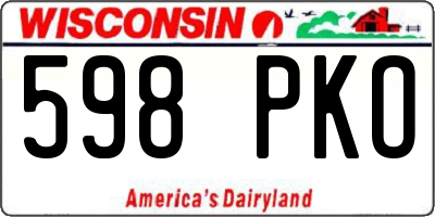 WI license plate 598PKO