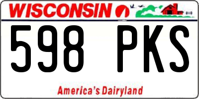 WI license plate 598PKS