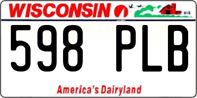 WI license plate 598PLB
