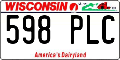 WI license plate 598PLC