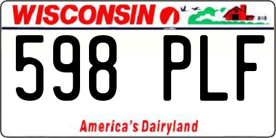 WI license plate 598PLF
