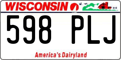 WI license plate 598PLJ