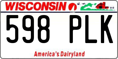 WI license plate 598PLK