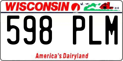 WI license plate 598PLM