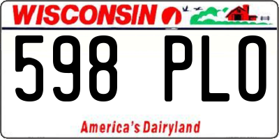 WI license plate 598PLO