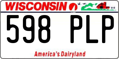 WI license plate 598PLP