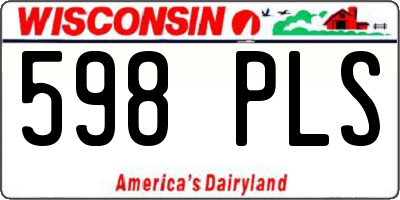 WI license plate 598PLS