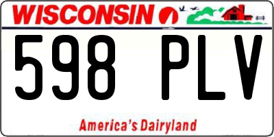 WI license plate 598PLV