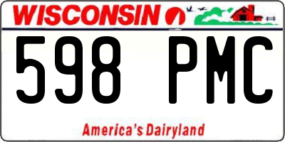 WI license plate 598PMC