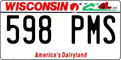 WI license plate 598PMS