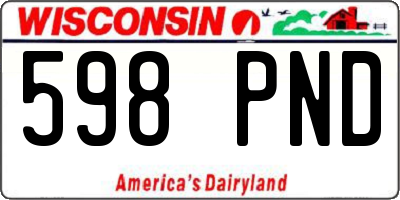 WI license plate 598PND