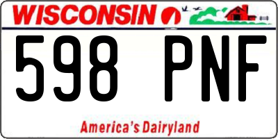 WI license plate 598PNF