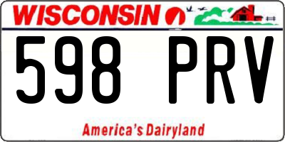 WI license plate 598PRV